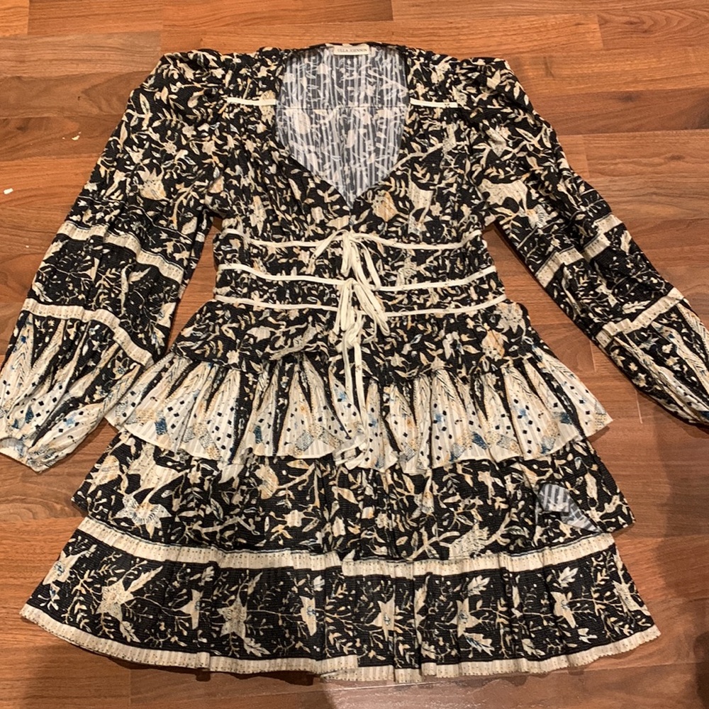 ULLA JOHNSON Nina tiered printed cotton-blend voile mini dress.